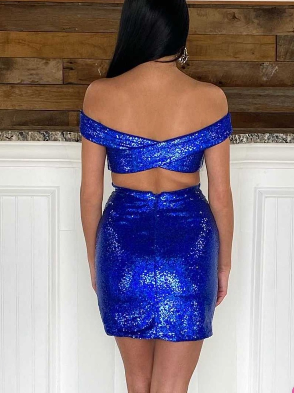 Ashley Lauren Royal Blue Sequin Dress – Size 4 - Picture 4 of 4
